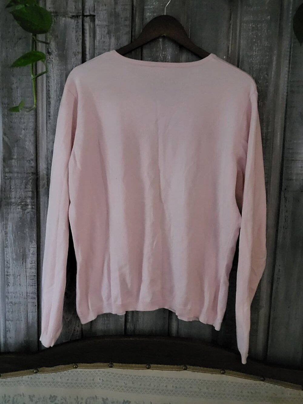 Pink Cotton Cashmere Angora Knit Cardigan Sweater 2XL - Picture 2 of 8